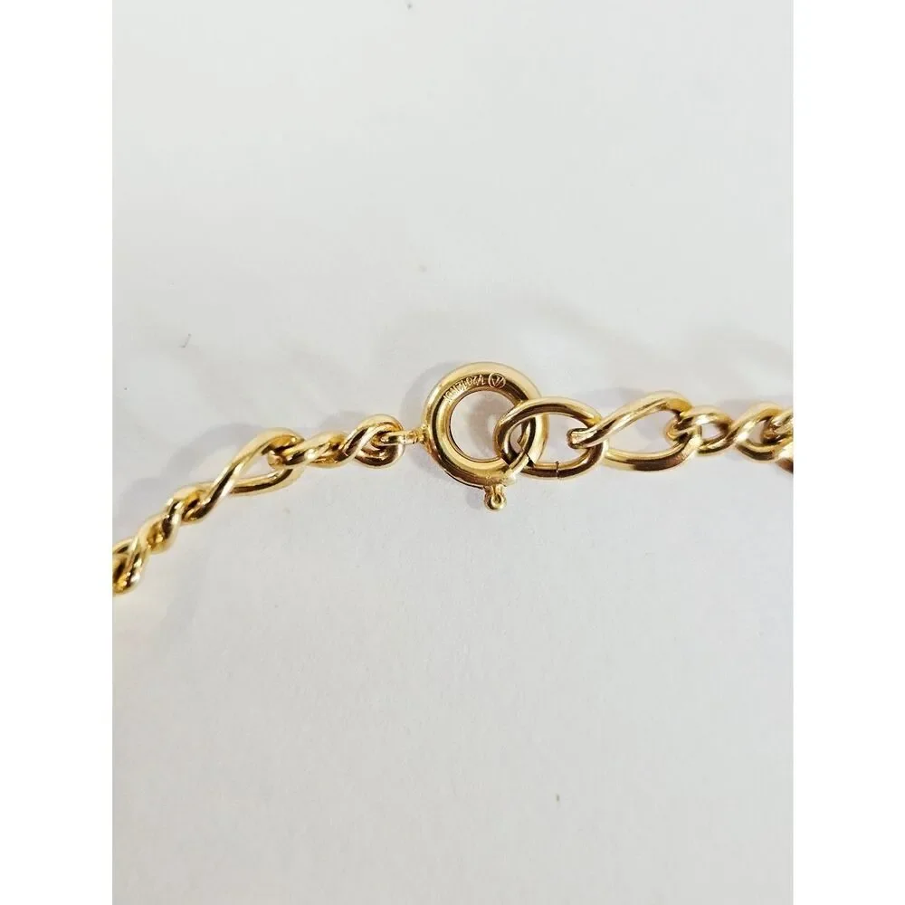 Vintage 12K Gold Filled Signed Polished Infinity Figaro Chain Link Bracelet 7